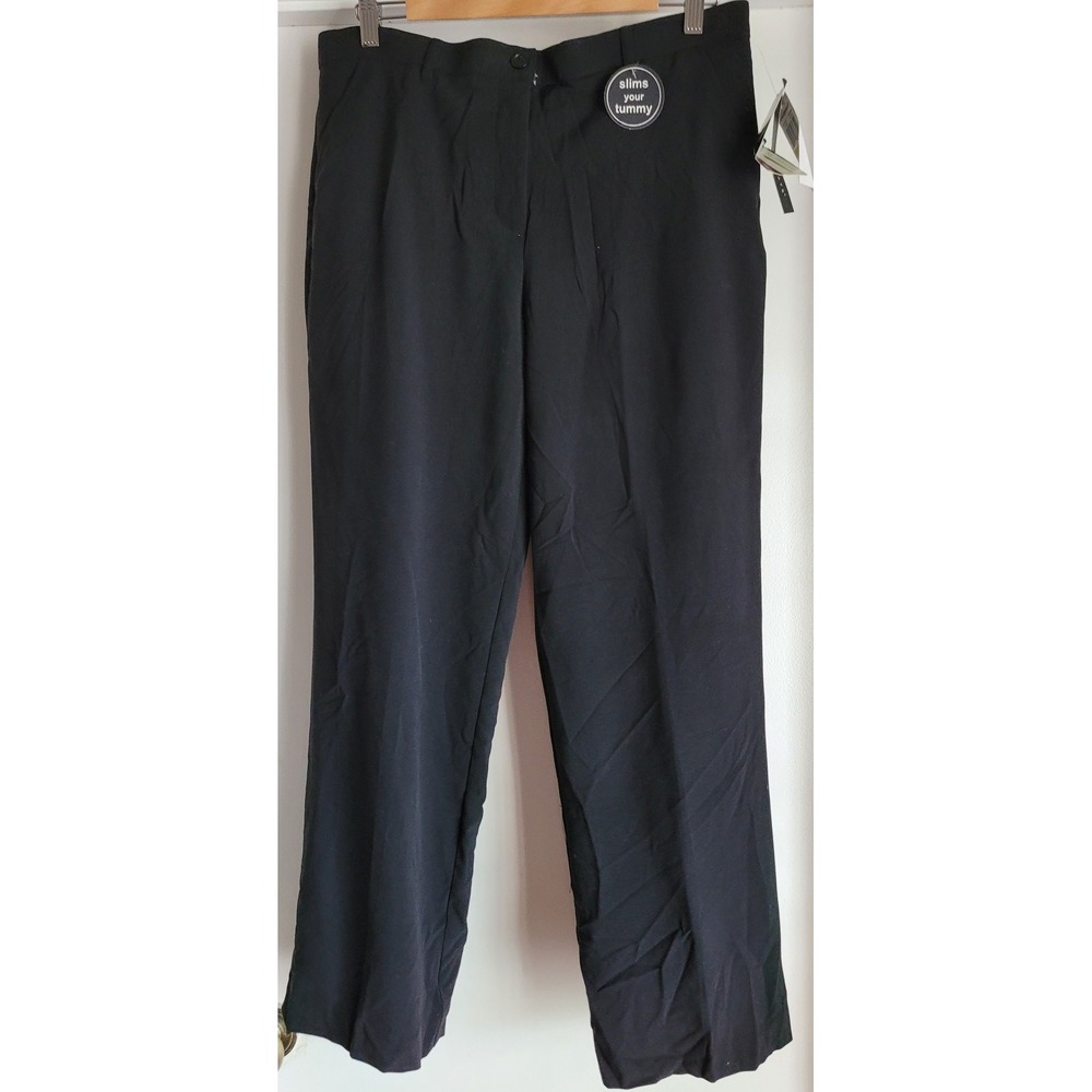 Counterparts Pants Women 14P Black Solid Straight Dress Trousers Slacks NWT